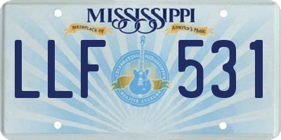 MS license plate LLF531