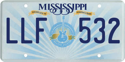 MS license plate LLF532