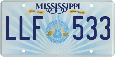 MS license plate LLF533