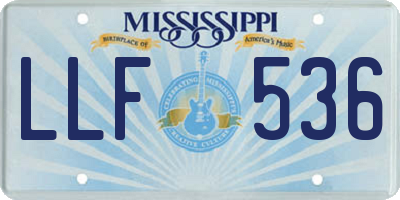 MS license plate LLF536