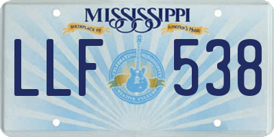 MS license plate LLF538