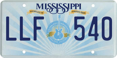 MS license plate LLF540
