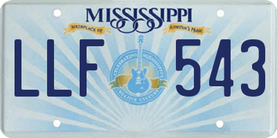 MS license plate LLF543