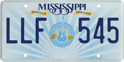 MS license plate LLF545