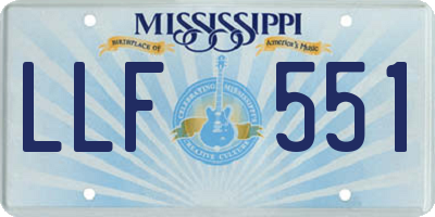 MS license plate LLF551
