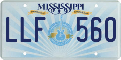 MS license plate LLF560