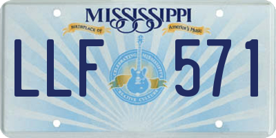 MS license plate LLF571