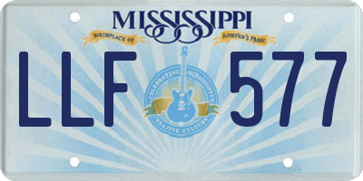 MS license plate LLF577