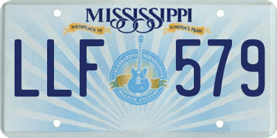 MS license plate LLF579