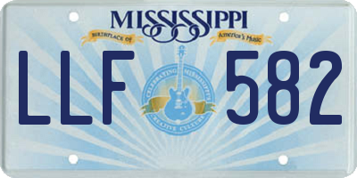 MS license plate LLF582