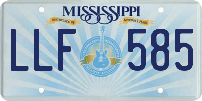 MS license plate LLF585