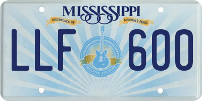 MS license plate LLF600