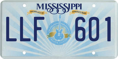 MS license plate LLF601