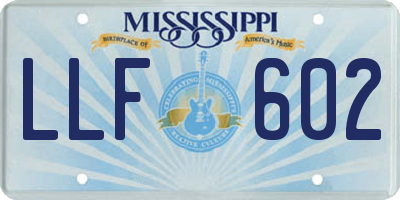 MS license plate LLF602