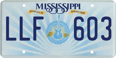 MS license plate LLF603