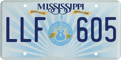 MS license plate LLF605