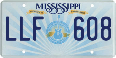MS license plate LLF608
