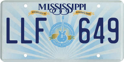 MS license plate LLF649