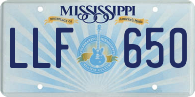 MS license plate LLF650