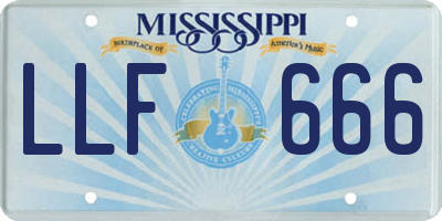 MS license plate LLF666