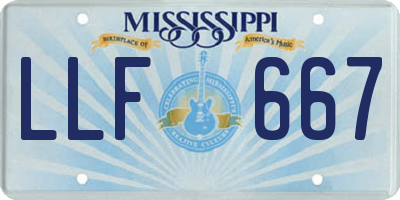 MS license plate LLF667