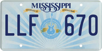 MS license plate LLF670