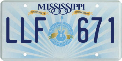 MS license plate LLF671