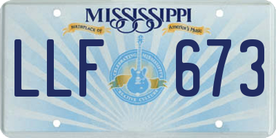 MS license plate LLF673