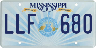 MS license plate LLF680