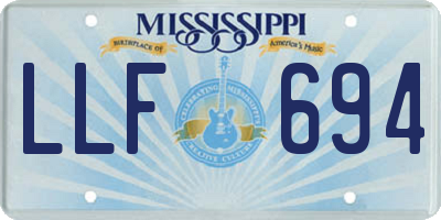 MS license plate LLF694
