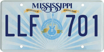 MS license plate LLF701