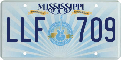 MS license plate LLF709