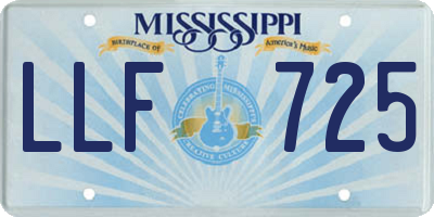 MS license plate LLF725