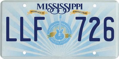 MS license plate LLF726