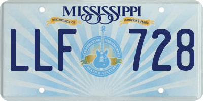 MS license plate LLF728