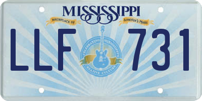 MS license plate LLF731