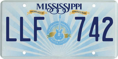 MS license plate LLF742