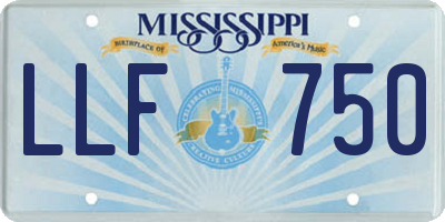 MS license plate LLF750