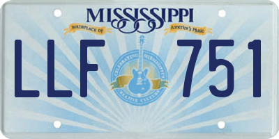 MS license plate LLF751