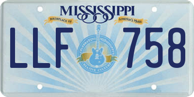 MS license plate LLF758
