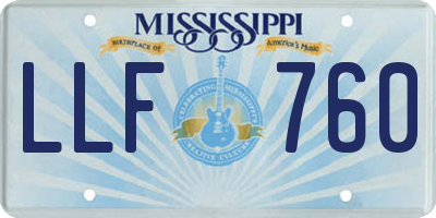 MS license plate LLF760