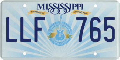 MS license plate LLF765