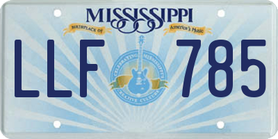 MS license plate LLF785