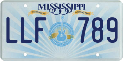 MS license plate LLF789