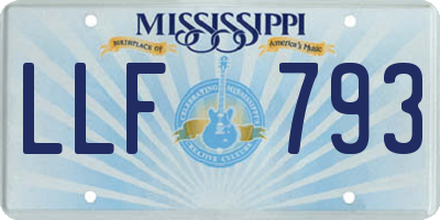 MS license plate LLF793