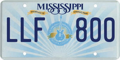 MS license plate LLF800