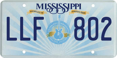 MS license plate LLF802