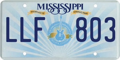 MS license plate LLF803