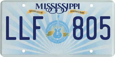 MS license plate LLF805