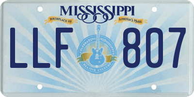 MS license plate LLF807
